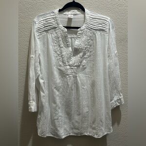 Bila White Embroidered V-Neck Tunic